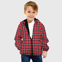 Куртка с капюшоном детская Красная шотландская клетка, цвет: 3D-черный — фото 2