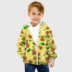 Куртка с капюшоном детская Капибара паттерн, цвет: 3D-белый — фото 2