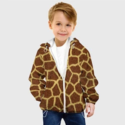 Куртка с капюшоном детская Текстура жирафа, цвет: 3D-белый — фото 2