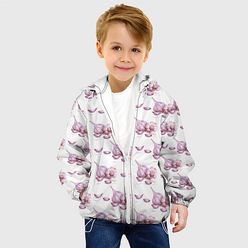 Детская куртка Чеснок с зубчиками - паттерн / 3D-Белый – фото 4