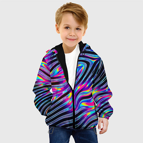 Детская куртка Голографические полосы / 3D-Черный – фото 4