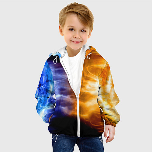 Детская куртка Борьба двух стихий - лёд и пламя / 3D-Белый – фото 4