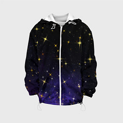 Куртка с капюшоном детская Сияющие звёзды вселенной, цвет: 3D-белый