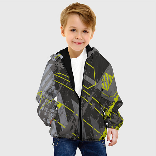 Детская куртка Серо-зеленая абстракция / 3D-Черный – фото 4