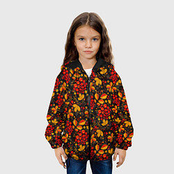 Куртка с капюшоном детская Красная рябина хохломой, цвет: 3D-черный — фото 2