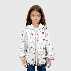 Куртка с капюшоном детская Паттерн новогодний котик, цвет: 3D-белый — фото 2