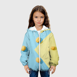 Куртка с капюшоном детская Жёлтый и голубой цвета и абрикосы, цвет: 3D-белый — фото 2