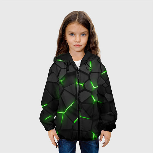 Детская куртка Green neon steel / 3D-Черный – фото 3