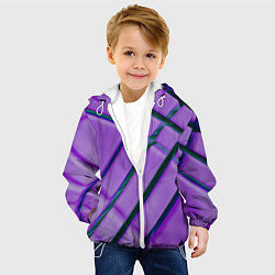 Куртка с капюшоном детская Фиолетовый фон и тёмные линии, цвет: 3D-белый — фото 2