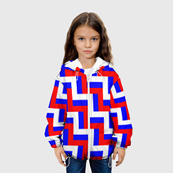 Куртка с капюшоном детская Плетение триколор, цвет: 3D-белый — фото 2