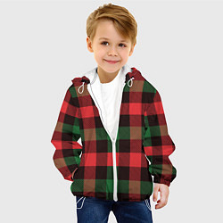 Куртка с капюшоном детская Рождественский тартан, цвет: 3D-белый — фото 2