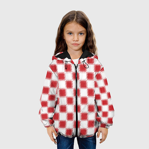 Детская куртка Красно-белый узор / 3D-Черный – фото 3