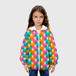 Куртка с капюшоном детская Светящиеся геометрические сердца, цвет: 3D-белый — фото 2