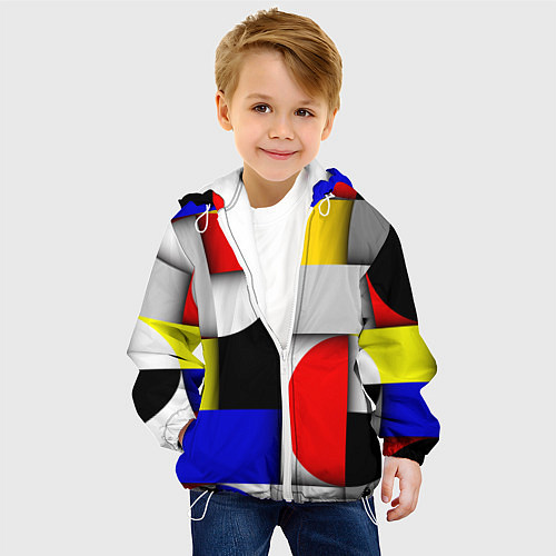 Детская куртка Оптическая иллюзия из кругов, прямоугольников и фи / 3D-Белый – фото 4
