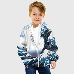 Куртка с капюшоном детская Цунами в Японии, цвет: 3D-белый — фото 2
