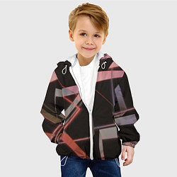 Куртка с капюшоном детская Абстрактные розовые стеклянные блоки, цвет: 3D-белый — фото 2