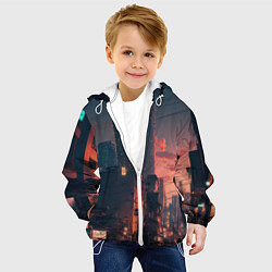 Куртка с капюшоном детская Киото на закате, цвет: 3D-белый — фото 2
