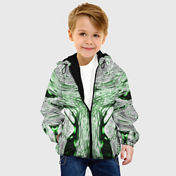 Куртка с капюшоном детская Зеленый узор, цвет: 3D-черный — фото 2