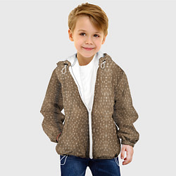 Куртка с капюшоном детская Текстура шкуры пятнистого оленя, цвет: 3D-белый — фото 2