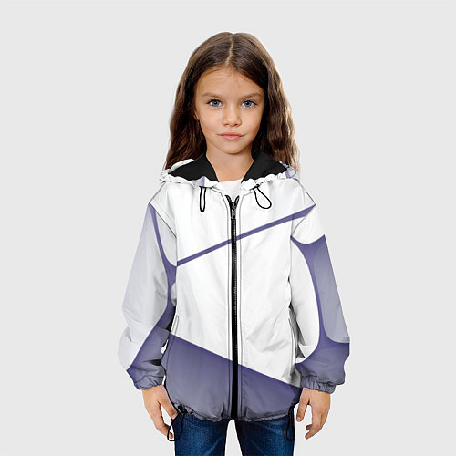 Детская куртка Абстрактный белый и фиолетовый паттерн / 3D-Черный – фото 3