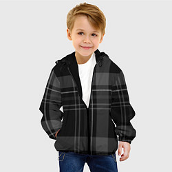 Куртка с капюшоном детская Темная клетка, цвет: 3D-черный — фото 2