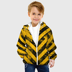 Куртка с капюшоном детская WARNING - желто-черные полосы, цвет: 3D-белый — фото 2