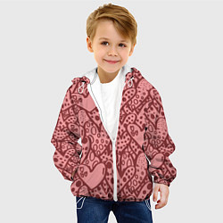 Куртка с капюшоном детская Сердечный принт, цвет: 3D-белый — фото 2