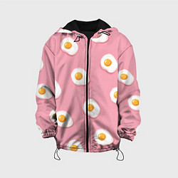 Куртка с капюшоном детская Яичница на розовом фоне, цвет: 3D-черный