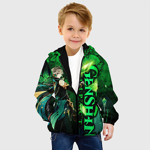 Детская куртка Аль-Хайтам - genshin impact / 3D-Черный – фото 4