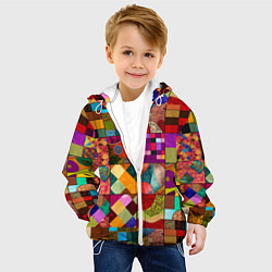 Куртка с капюшоном детская Лоскутное шитье, пэчворк из нейросети, цвет: 3D-белый — фото 2