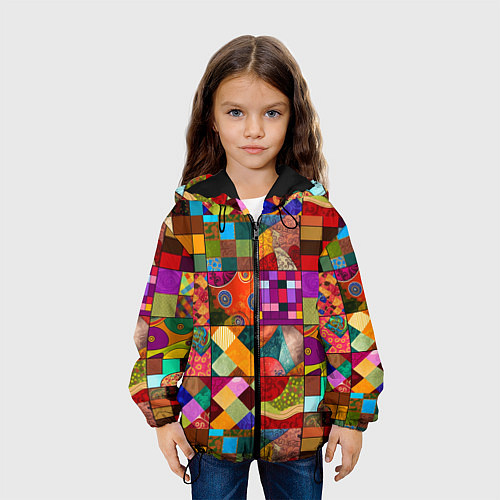 Детская куртка Лоскутное шитье, пэчворк из нейросети / 3D-Черный – фото 3