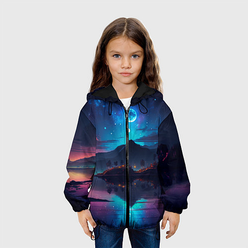 Детская куртка Ночное небо, пейзаж / 3D-Черный – фото 3
