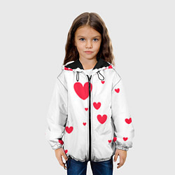 Куртка с капюшоном детская Много красных сердец, цвет: 3D-черный — фото 2