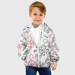 Куртка с капюшоном детская Летающие сердца купидоны розы на белом фоне, цвет: 3D-белый — фото 2