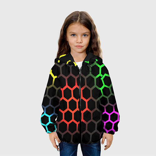 Детская куртка Gradient hexagon genshin / 3D-Черный – фото 3