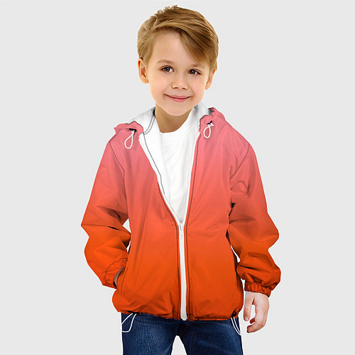 Детская куртка Оранжево-розовый градиент / 3D-Белый – фото 4