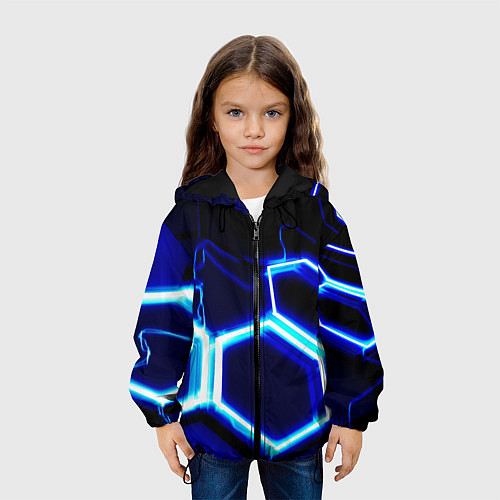 Детская куртка Neon abstraction plates storm / 3D-Черный – фото 3