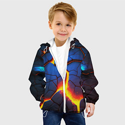 Куртка с капюшоном детская Яркая неоновая лава, разломы, цвет: 3D-белый — фото 2