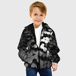Куртка с капюшоном детская Карбоновые соты абстрация, цвет: 3D-черный — фото 2