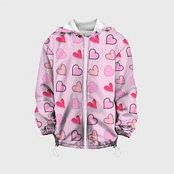 Детская куртка Валентинки на нежно-розовом фоне