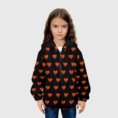 Детская куртка Разбитые сердца на черном фоне / 3D-Черный – фото 3