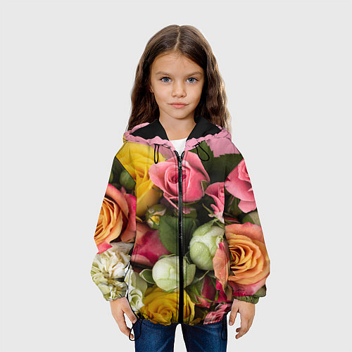 Детская куртка Букет красивых роз / 3D-Черный – фото 3