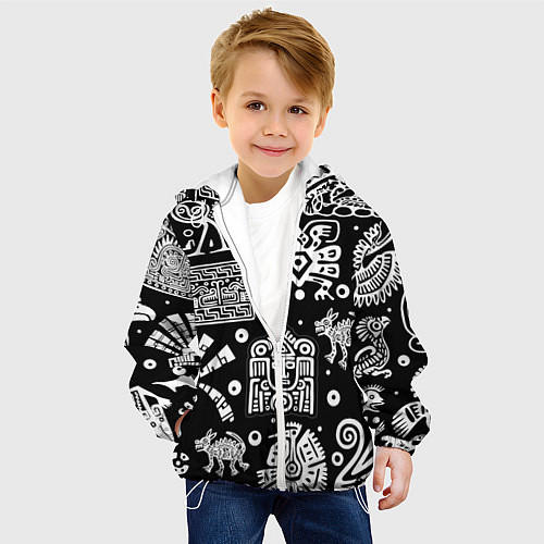 Детская куртка Знаки племени Майя / 3D-Белый – фото 4
