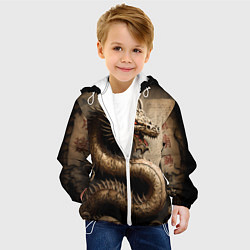 Куртка с капюшоном детская Китайский дракон с открытой пастью, цвет: 3D-белый — фото 2