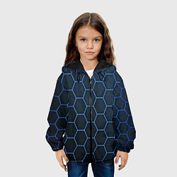Куртка с капюшоном детская Abstraction линии соты, цвет: 3D-черный — фото 2