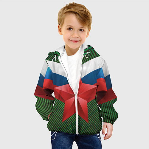 Детская куртка Звезда на фоне флага / 3D-Белый – фото 4