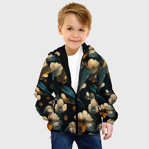 Детская куртка Узор цветочный паттерн / 3D-Черный – фото 4