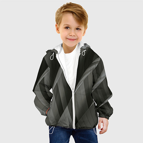 Детская куртка Абстрактные серые острые металлические листы / 3D-Белый – фото 4