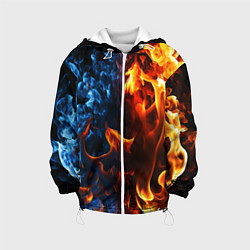 Куртка с капюшоном детская Битва огней - два пламени, цвет: 3D-белый