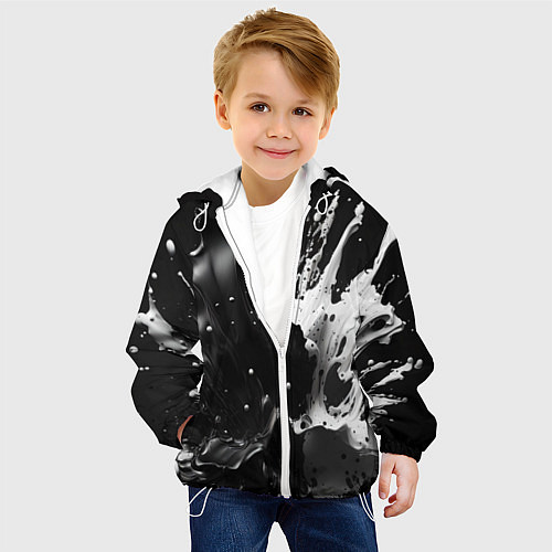 Детская куртка Брызги красок - белая и черная / 3D-Белый – фото 4